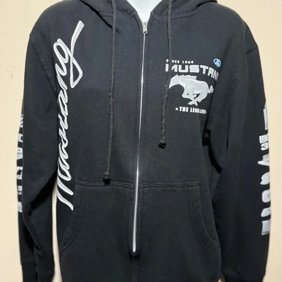 Mustang Black Zip Up Sweater Size Small - Picture 3 of 13